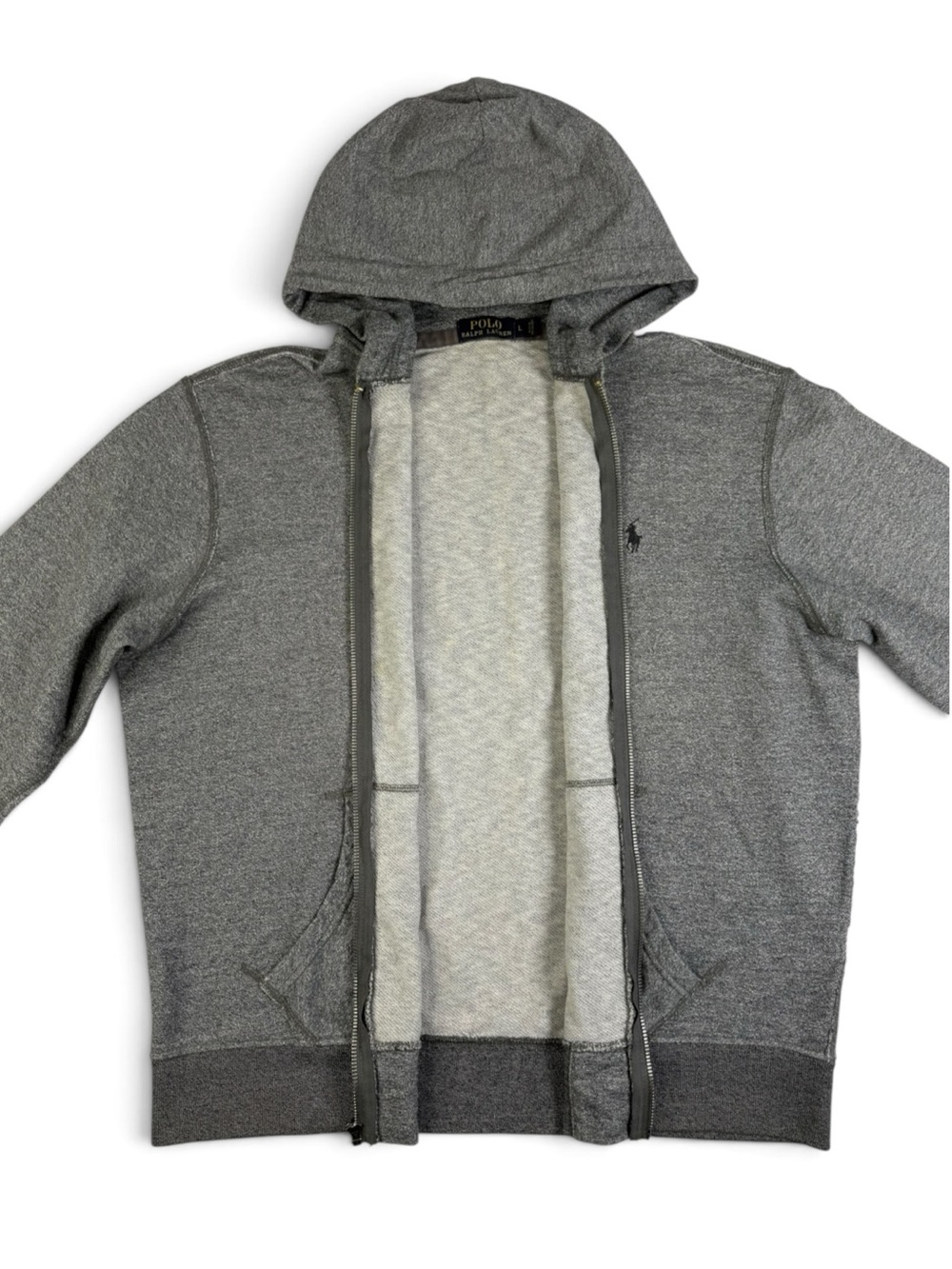 Polo Ralph Lauren 100% Cotton Full Zip Hoodie Heather Gray Men’s L - Picture 9 of 12